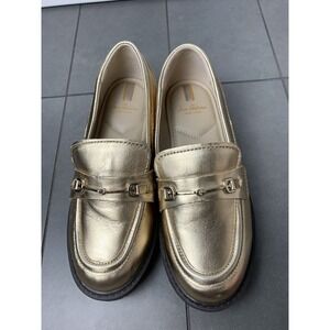 Sam Edelman Kids Tully Mini Metalic Gold  Loafers 3M Preowned Black Platform Gir